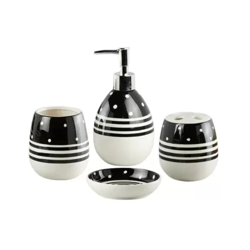 Bath Set Black & White 4pcs