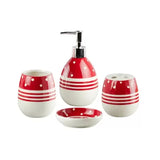 Bath Set Red & White 4pcs