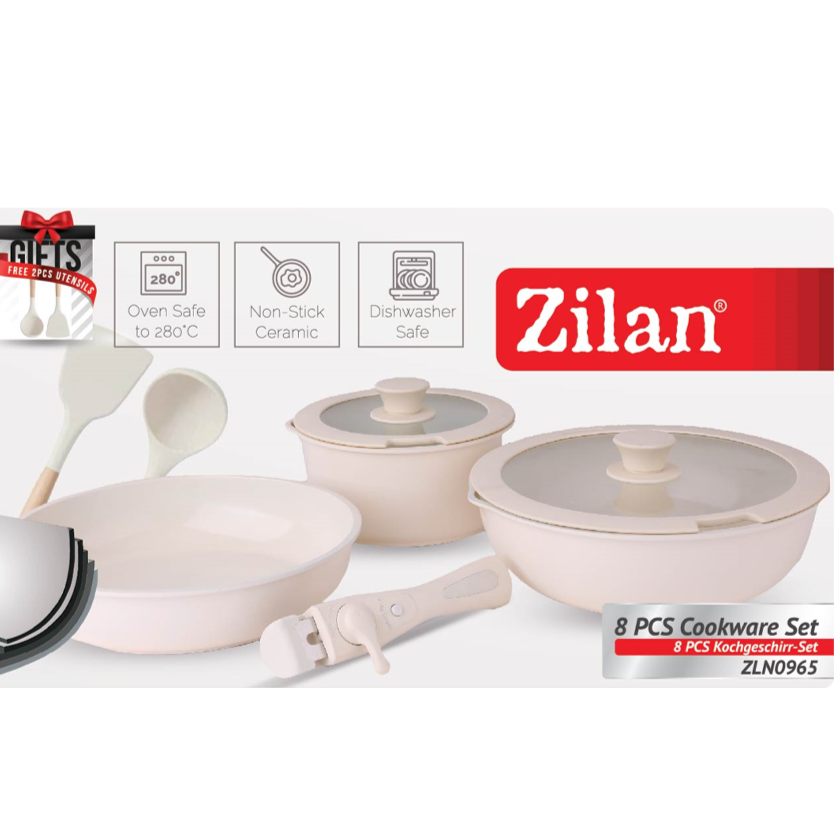 Cookware Set 8 Pcs Beige Chef