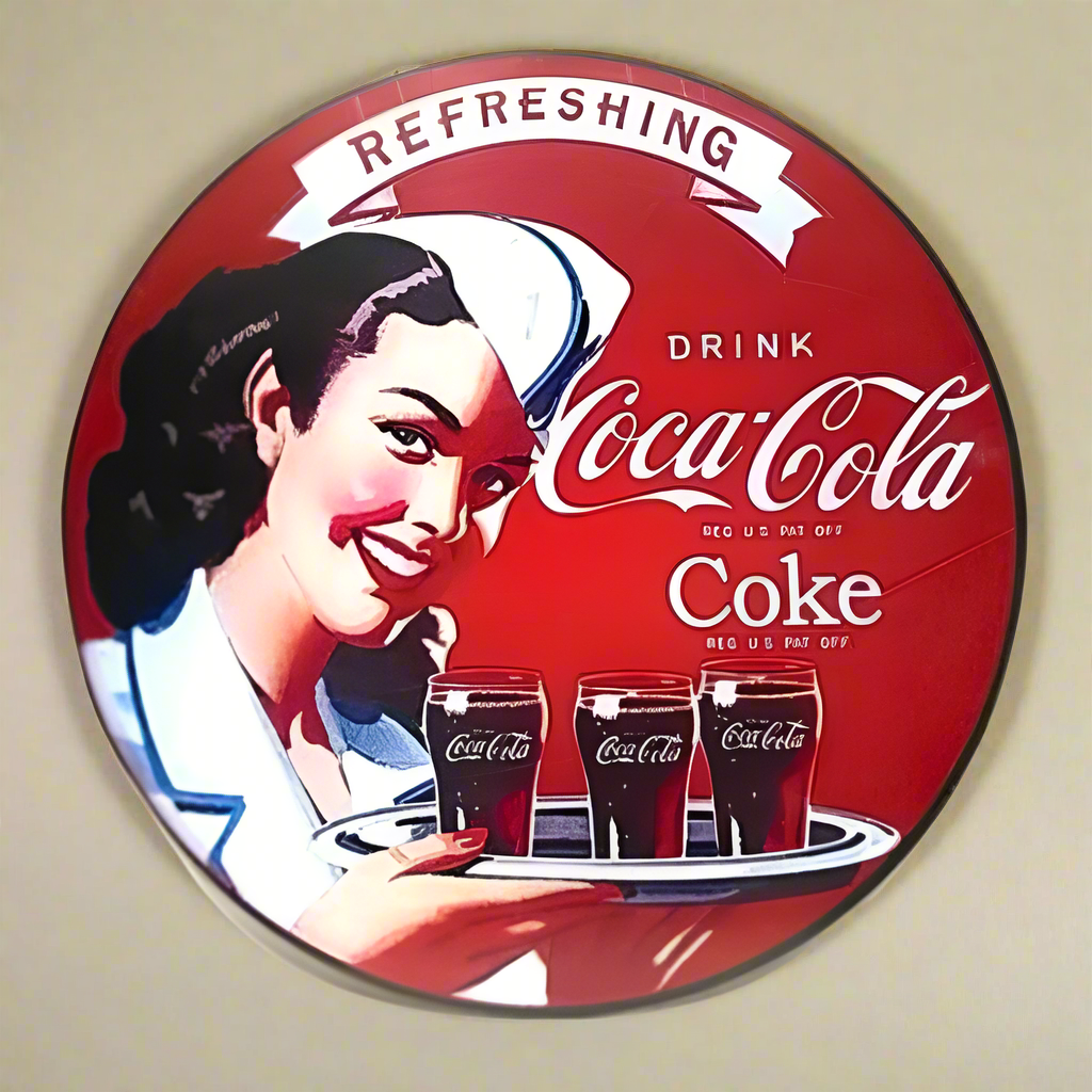 Coca Cola Hanging Wooden Frame Round