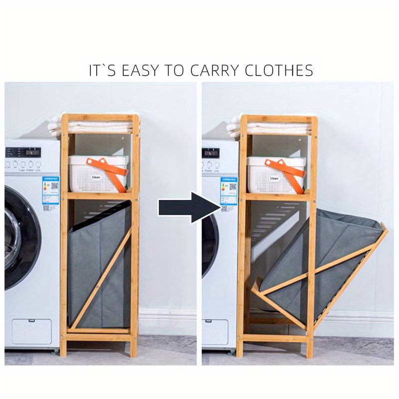 Laundry Storage Hamper Bamboo Tilt