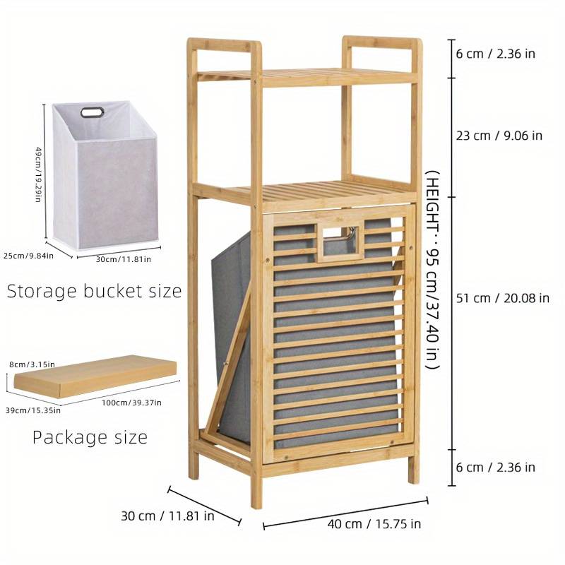 Laundry Storage Hamper Bamboo Tilt