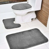 Bath Mat Set 3Pcs Grey