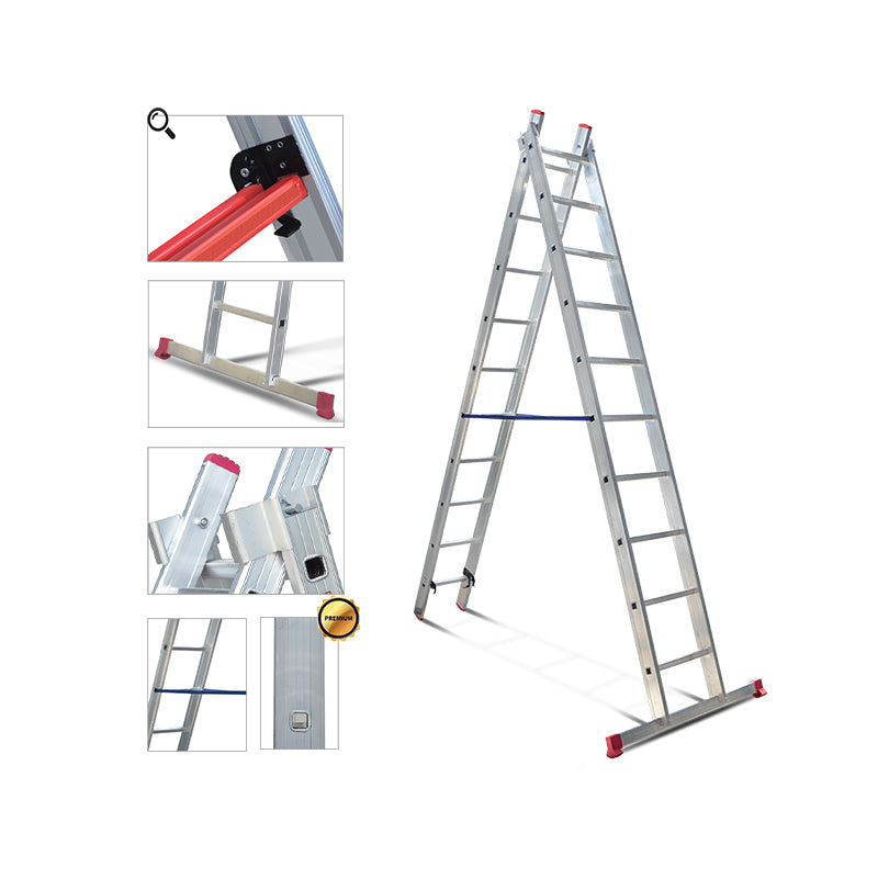 Aluminium Industrial Ladder 2*20 Stpes (2*6Mt) - A Type Premium