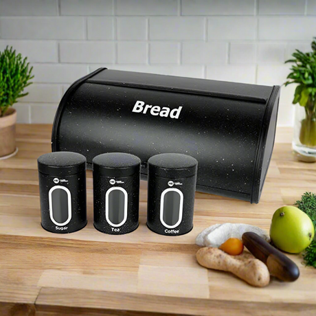 Stainless Steel Bread Box Black