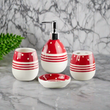 Bath Set Red & White 4pcs