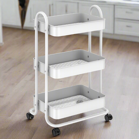 3 Tier Steel Trolley White