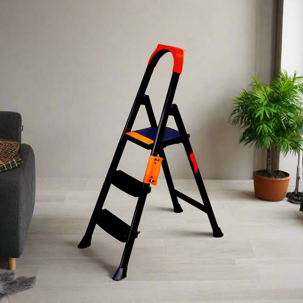 Metal Step Ladder 3 Steps Black