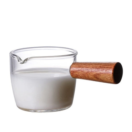 Mini Glass Milk Cup With Wooden Holder