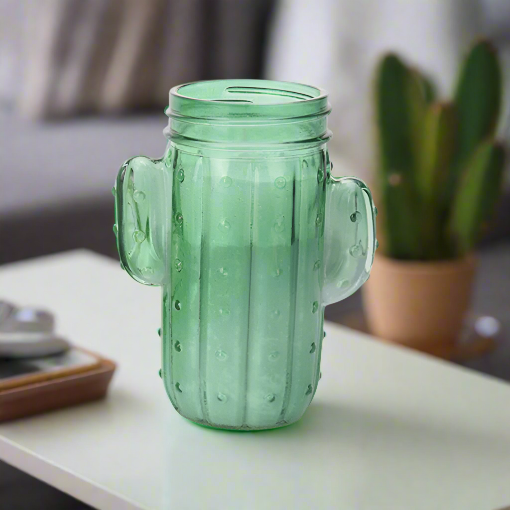 Candle in Glass Cactus Jar