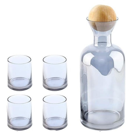 Water Glass & Jugs With Ball Lid Grey( Set of 7)