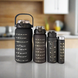 Sports Water Bottle Black Set of 4pcs