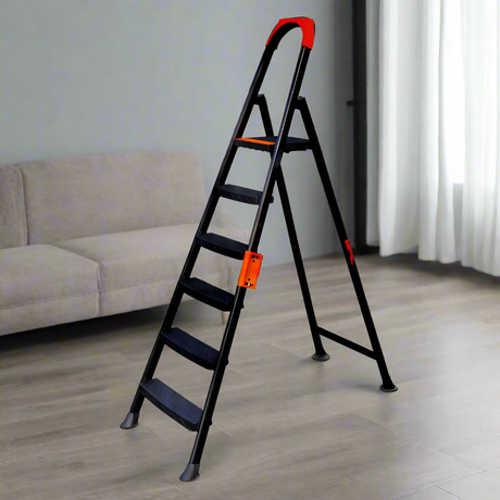 Metal Step Ladder 6 Steps Black