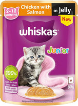 Whiskas Salmon Jelly Kitten Junior 2-12M, 80gm (Pack of 28)