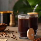 Drinking Glass Jar With Bamboo Lid & Straw 400ml