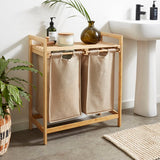 Bamboo Laundry Hamper with Dual Compartments