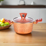 Non Stick Pot With Glass Lid Orange 24cm