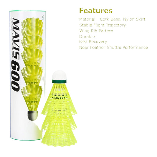 Yonex Mavis 600 Yellow. Shuttlecocks-Green Cap (6 Piece Pack)