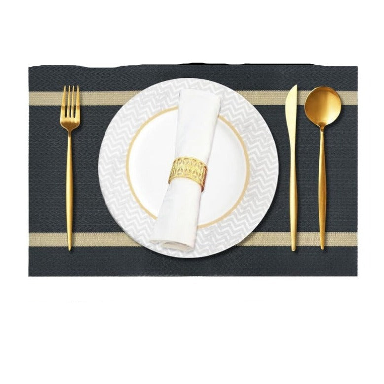 PVC Table Place Mats-Black Weaves