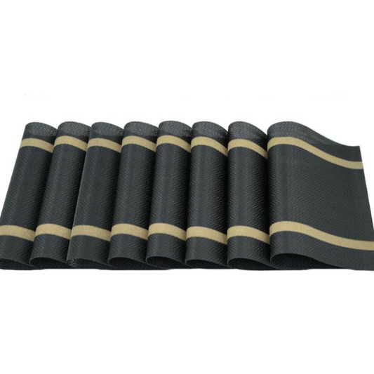 PVC Table Place Mats (Set of 6pcs) - Black Weaves