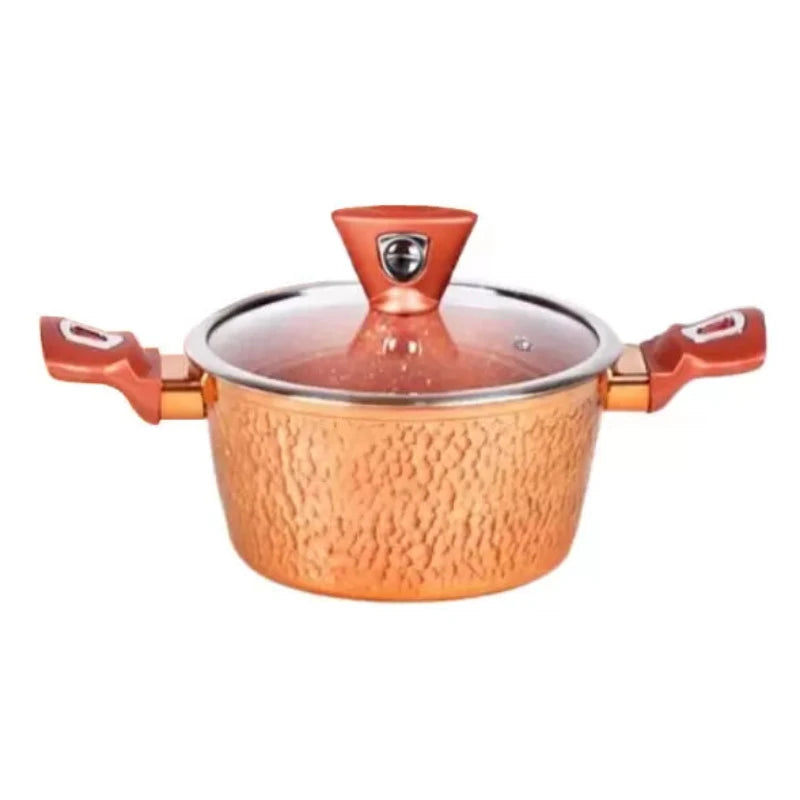 Non Stick Pot With Glass Lid Orange 28cm