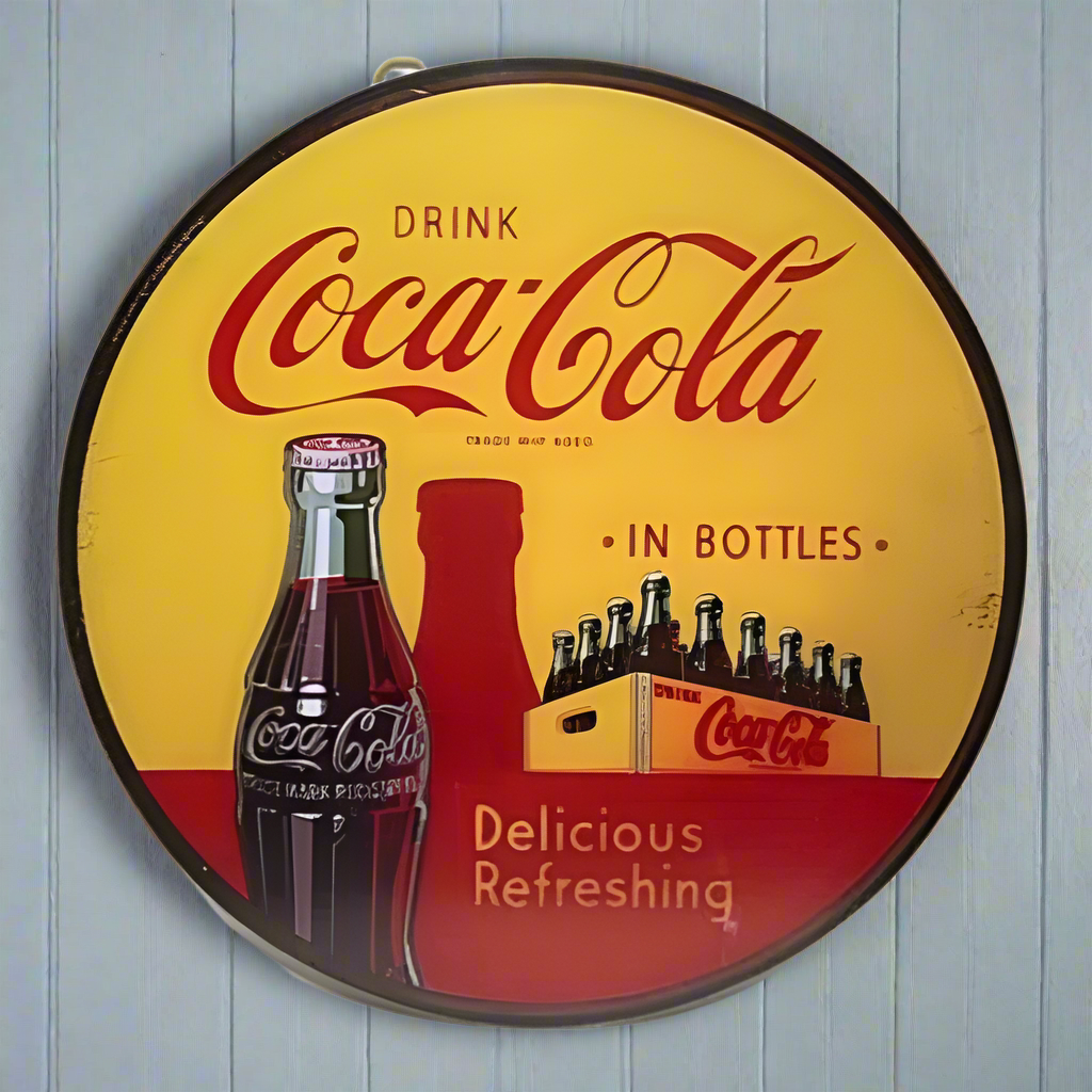 Coca Cola Hanging Wooden Frame Round