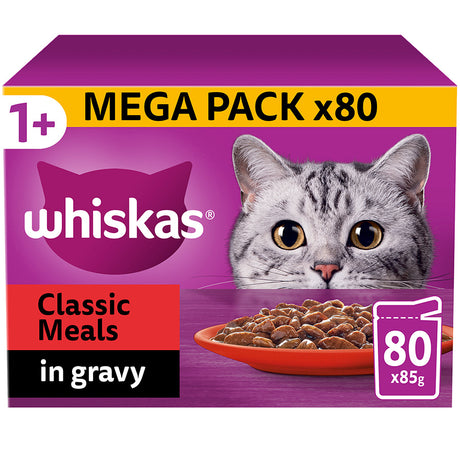 Whiskas Sachet Classic Meals Gravy 1+, 85gm (Pack of 80)