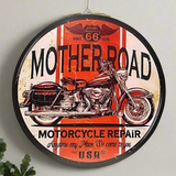 Mother Road Hanging Wooden Frame Round