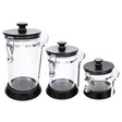 3 Pcs Storage Jar Set With Spoon Dark Wood