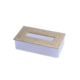 Plastic Tissue Box White With Wooden Lid