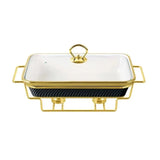 Rectangular Burner Dish With Gold Stand 13.5"