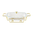 Rectangular Burner Dish With Golden Stand 14.5"