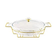 Oval Casserole With Gold Stand 15"