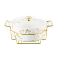 Round Casserole With Gold Stand 14"