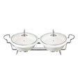 Twin Oval Burner Dish With Stand 12.5"