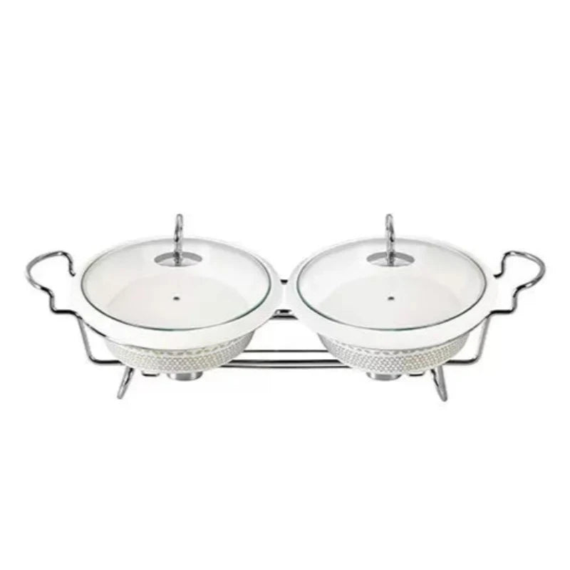 Twin Oval Burner Dish With Stand 12.5"