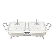 Twin Rectangular Burner Dish With Stand 13"