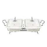 Twin Rectangular Burner Dish With Stand 13"