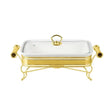 Rectangular Burner Dish With Golden Stand 13.5"