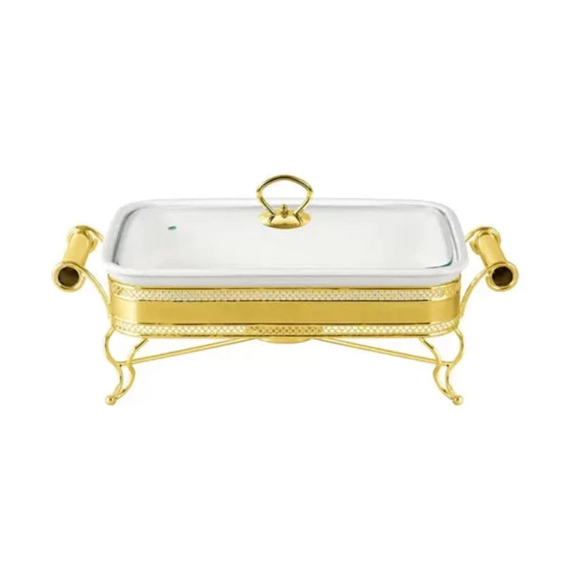 Rectangular Burner Dish With Golden Stand 13.5"