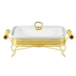 Rectangular Burner Dish With Golden Stand 15"