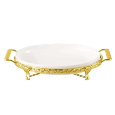 Oval Platter With Golden Stand 10"