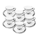 Cup & Saucer White & Grey (Set of 6)