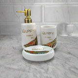 Bath Sets White & Gold 3pcs