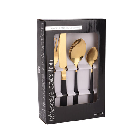 Cutlery Set Black & Gold (Set of 16 Pcs)