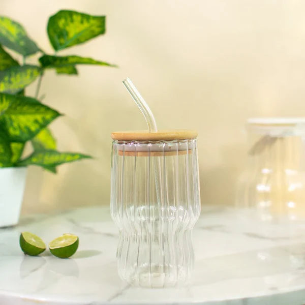 Straw Glass With Lid