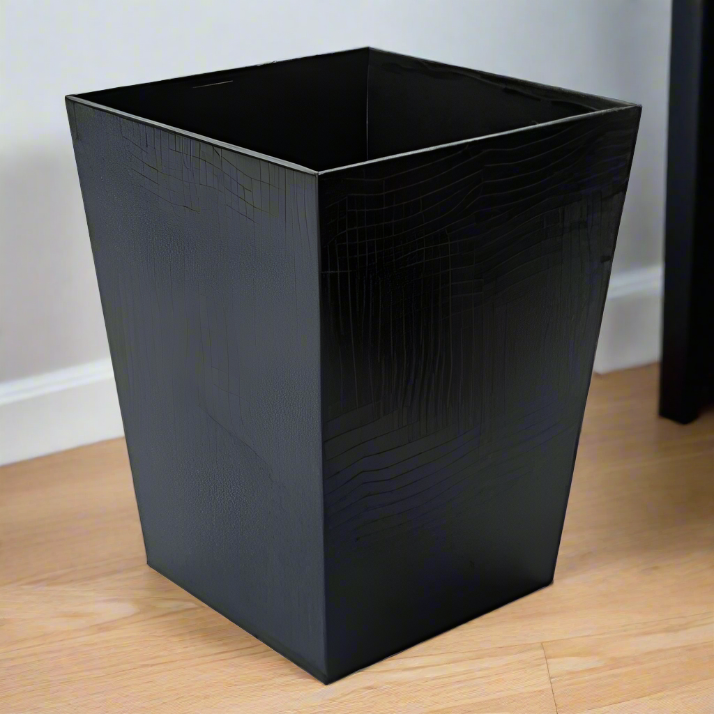 Faux Leather Waste Bin Black