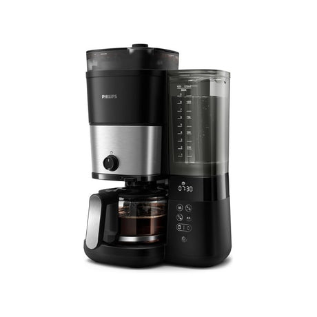 Drip coffee maker with built-in grinder