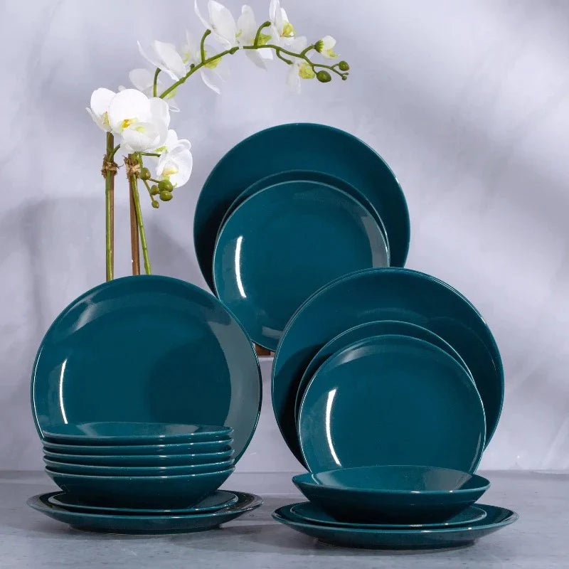 Earthenware Dinner Set Blue (18 Piece Set)