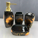 Bathroom Set Flora Black (Set of 4Pcs)